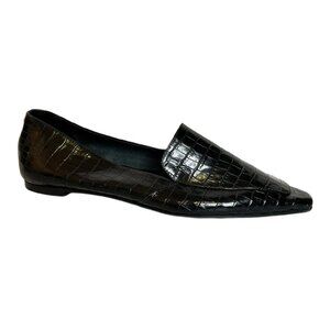 Aeyde Black Croc-Embossed Loafers